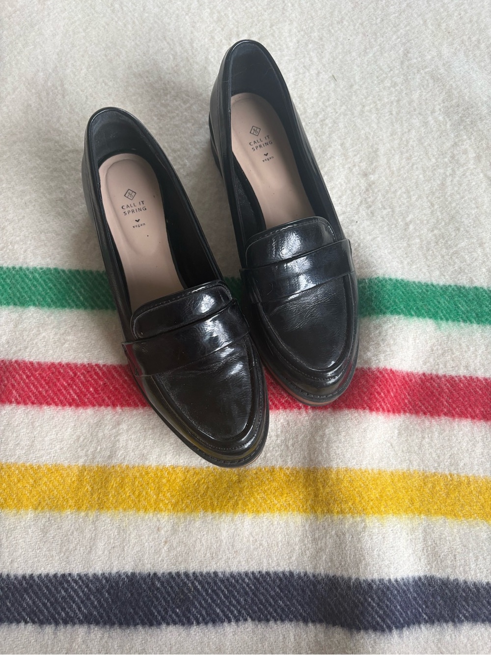 Call It Spring Black Patent Penny Loafers